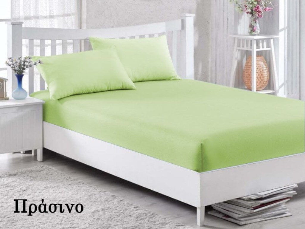 Κατωσέντονο με λάστιχο Πράσινο Βαμβακερό Γαρύφαλλο | Γαρύφαλλο - Λευκά Είδη